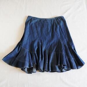 Vintage Liz Claiborne Denim Ruffle Skirt sz 14 100% Cotton